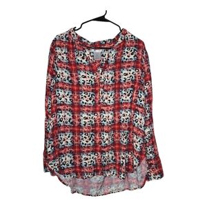 K Jordan Red and Black Plaid Women's Top